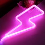 Neon Lightning Bolt Neon Sign Wall Neon Light, LED Indoor Decor Night Lamps, Neon Light Sign Decor for Wedding Birthday Party Bedroom Table Gift Kids Toys Decor Decorations Valentines Christmas Gift