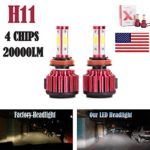 2Pcs H11 LED Headlight Bulbs Conversion Kit H8/H9 Car Headlamp 20000LM 6000K Cool White Hi/Lo Beam / DRL / Fog Light Replace for Halogen HID – Plug and Play