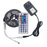 LED Strip Light RiRiWon 16.4ft Flexible Remote Control RGB LED Tape Light Multi Color Changing LED Ribbon Kit Christmas Indoor Decoration light with 44Keys IR Remote Controller and 12V Power Adapter