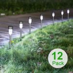 Sunnest 12Pack Solar Lights Outdoor, Solar Garden Lights, Pathway Lights Outdoor, Landscape Lighting for Lawn/Patio/Yard/Walkway/Driveway(Stainless Steel)