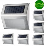 Warm White Solar Light, SimPra Outdoor Stainless Steel LED Solar Step Light; Illuminates Stairs, Deck, Patio, Etc (Warm White 6 Pack)