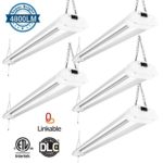 Amico 40W 4ft Linkable LED Utility Shop Light, 4800 Lumens Super Bright 5000K Daylight, LED Garage Light Fixture, Durable LED Fixture with Pull Chain Mounting and Daisy Chain (5 pack)