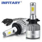 Infitary H7 LED Headlight Bulbs Hi/Lo beam Auto headlamp, Dual Beam Head Light, 72W 6500K 8000LM Extremely Super Bright COB Chips Conversion Kit for Car- 1 Pair- 1 Year Warranty (H7)