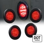 4PC OLS 2.5″ Round 10 LED Clearance Light [2 in 1 Reflector] [Polycarbonate Reflector] [13 LEDs] [D.O.T. Certified] [2 Year Warranty] Side Marker Light for Trucks and Trailers – Red