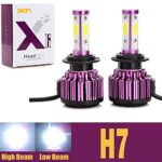 H7 LED Headlight Bulbs 20000LM 200W 6000K Cool White Low Beam / High Beam Conversion Kit 360 Degree 4 Side COB Chips Super Bright Auto Headlamps -2 Yr Warranty