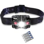 LED Headlamps Flashlight, Zukvye Cree Headlamp with Red Lights, Waterproof Head Light for Running, Camping, Reading, Kids, DIY & More – 4 AAA batteries included(black)