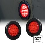 2PC OLS 2.5″ Round 10 LED Clearance Light [2 in 1 Reflector] [Polycarbonate Reflector] [13 LEDs] [D.O.T. Certified] [2 Year Warranty] Side Marker Light for Trucks and Trailers – Red
