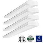 AntLux 4FT LED Wraparound Flushmount LED Garage Shop Lights – 40W 4800LM – 4000K Neutral White – Integrated Low Profile Commercial Linear Ceiling Lighting Fixture, Pack of 4