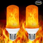 Loveishere LED Flame Effect Fire Light Bulbs- 2 Modes E26 LED Flame Effect Fire Light Bulbs Flickering Fire Atmosphere Decorative Lamps for Hotel/ Bars/ Home Decoration/ Restaurants (2 Pack)