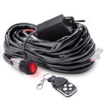 MICTUNING LED Light Bar Wiring Harness 40 Amp Relay Fuse ON-OFF-Strobe Remote Control Waterproof Switch Red (2Lead)