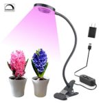 10W LED Grow Light, Venoya Desk Grow Lamp for Indoor Plants, Grow Light 8 Levels Dimmable with Flexible Gooseneck and Metal Clip for Bonsai, Pot Plant, Hydroponics, Horticultural Garden