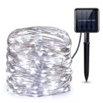 AMIR Solar Powered String Lights, 100 LED Copper Wire Lights, Starry String Lights, Indoor/Outdoor Waterproof Solar Decoration Lights for Gardens, Home, Dancing, Party Snow Globes( White)