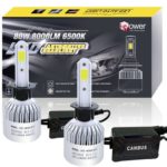 HALF Minute Power Automotive Car LED Headlight Bulbs + Smart External Canbus and All-in-one Conversion Kit With Extremely Bright 8000LM 80W/Set(4000lM 40W/bulb) COB Chip pack of 2 (H1)