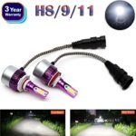 H8 H9 H11 LED Headlight Bulbs 2018 Newest Design All-in-One Conversion Kit High or Low Beam Fog Light 12000LM Super Bright Auto Light 6000K White – 3 Year Warranty