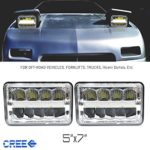 Pair 5×7 Inch 140W CREE LED Headlights Sealed Beam Clear High/Low Beam DRL High Power 5″x7″