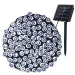 Qedertek Solar Christmas String Lights, 72ft 200 LED Outdoor Fairy Decorative Lights with 8 Lighting Modes for Home, Lawn, Garden, Patio, Party and Holiday Decorations (Cool White)