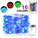 Sunnest LED String Lights,16ft 50 LEDs Fairy Lights Battery Operated, 16 Colors Waterproof Outdoor String Lights with Remote Control, Color Changing for Bedroom, Corridor, Patio, Garden, Yard