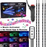 Rainbow Car LED Strip Light – Rainbow Color Music Car Interior Lights Atmosphere Lights Underdash Lighting Kit With Sound Active Function and Wired Controller No Need App Remote, Car Charger Included