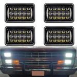 2017 DOT Approved 60w 4×6 inch LED Headlights Rectangular Replacement H4651 H4652 H4656 H4666 H6545 with DRL for Peterbil Kenworth Freightinger Ford Probe Chevrolet Oldsmobile Cutlass(black,4pcs)