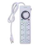 Century 8 Outlet Surge Protector with Mechanical Timer (4 Outlets Timed, 4 Outlets Always On) – White