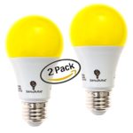 Solray Amber Yellow LED Bug Light Bulb 2-Pack No Blue Light Outdoor 650 Lumens 120V E26 Medium Base LED 9.5 -Watt (40-watt replacement) Outdoor Bug LED Warm Light Bulb