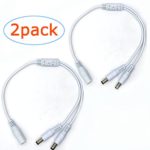 2Pack White 1 Male to 2 Femal way DC Power Splitter Cable Barrel Plug 5.52.1mm for CCTV Cameras LED Light Strip and more