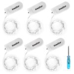 Led String Lights 6 Pack KingTop Fairy Micro Lights 2M 20 LEDs Battery Powered Silver Wire Waterproof Lights for Holiday Party Wedding Table Bottle Decoration [Energy Class A+] … (Cold white)