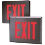 Dual-Lite SESRBNEI LED Exit Sign, Red Letters Aluminum Single Face w/Stencil & Spectron – Black