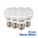 (6 Pack) Eleta 3W LED Light Bulbs, Equivalent to 25W, Small Round Bulb, E26 Base, 250 Lumens, Warm White 2700 Kelvin
