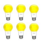 Philips 463190  LED A19 Color Light Bulb: 8-Watt (60-Watt Equivalent), E26 Base, Non-Dimmable, Yellow, 6-Pack