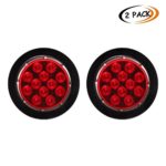 CZC AUTO Submersible Red Lens 4″ Round LED Trailer Stop Tail Turn Running Light with Grommet and Plug for Boat Trailer Truck (2Pack)
