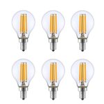 KION 6 Packed, 4 Walt Dimmable LED Filament Round Light Bulb, 2700K Warm White 350LM, E12 Candelabra Base Lamp, 40W Incandescent Replacement, UL listed