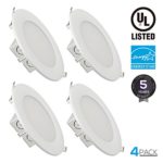 15W 6 inch Slim Recessed Ceiling Light with Junction Box, Dimmable Airtight Downlight, 100W Equivalent UL & Energy Star Certified, 1000lm, 3000K Warm White, Pack of 4