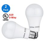 AmeriLuck A19 3-Way LED Bulb Low-Medium-High 40/60/100W Equivalent 5.5/9/14.5W 500/1000/1500lumens Soft White 2700K Omni-Directional E26 Medium Base Fits All Kinds of Lamps 2 Pack