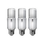 GE Lighting 63589 LED Brightstik 9-watt (60-watt Replacement), 800-Lumen Light Bulb with Medium Base, Soft White, 3-Pack