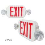 eTopLighting [2 Pack] LED Red Exit Sign Emergency Light Combo with Battery Back Up UL924 ETL listed, Red Lettering in White Body, Bug Eye Side Light, AGG2193