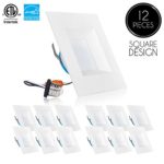 Parmida (12 Pack) 6 inch Dimmable LED Square Retrofit Recessed Downlight, 12W (100W Replacement), 950lm, 3000K (Soft White), ENERGY STAR & ETL, LED Ceiling Can Light, LED Trim