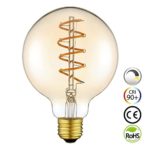 Vintage Edison LED Light Bulb Lamp Globe G80 Dimmable Spiral Flexible LED Filament Bulb E27 Base Warm White 2200K 4W Equivalent 25W Amber Color [Energy Class A++]