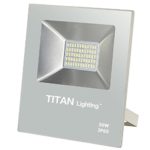 Titan Lighting White Frameless 30W Led Flood Lights, 150W Halogen/CFL Replacement, 2550LM, 6000K Day Light, Waterproof, 120-277V, Instant on