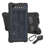 Hobest Solar Charger 10000mAh,Waterproof Outdoor Solar Power Bank with LED Flashlight,Dual USB Portable Charger Solar for Smartphones,GoPro Camera,GPS and Emergency Travel (Blue)