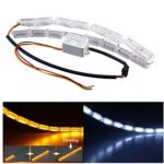 2x 20inch Dual Color LED Strip Lights, YANF DC12V Bright Flexible Car Led White/Following Amber Daytime Running Light DRL Turn Signal Light and Headlights DIY/Replace