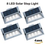 【Newest Version 8 LED】Solar Stair Step Lights Outdoor Decorative Solar Deck Lights Wireless Waterproof Lighting for Garden Wall Paths Patio Decks Auto On/Off 4 Pack