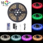 LED Light Strip Kit RGB LED Strip Waterproof SMD 5050 RGB 16.4Ft/5M 300 LEDs with 44Key Remote Controller and Power Supply for Holiday Party Home Garden Decoration Kicthen Bedroom Sitting Room