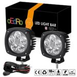 oEdRo 2PACK 4Inch 50W Round LED Work Light Spot Beam OffRoad Driving Light Fog Lights Pod Waterproof for Jeep Truck SUV Boat 4WD ATV Motorcycle with 2 Leads Wiring Harness, 3 Years Warranty