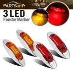Partsam 3 LED Amber/Red Trailer Truck Clearance Waterproof Side Marker Light Replacement