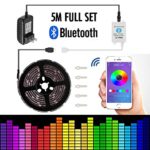 Led strip lights 16.4ft/5m Non-Waterproof LED Lights Kit 5050 RGB Rope Lights With Bluetooth Smartphone APP Controller & 12V 3A Power Supply for ios and Android System