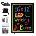 LED Writing Message Board, 16” x 12” Illuminated Erasable Neon Effect Restaurant Menu Sign with 8 colors Markers, 7 Colors Flashing Mode DIY Chalkboard for Kitchen Wedding Promotions by Hosim