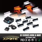 Xprite G1 Series White & Yellow Amber 4 LED 4 W 8 Heads 32 LED Hide A Way Emergency Vehicle Strobe Warning Lights Lightbars For Deck Dash Grill Windshield Headliner