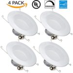 4 PACK – 13W 5/6inch Dimmable LED Retrofit Recessed Lighting Fixture (=75W) 4000K Cool White Energy Star, UL, LED Ceiling Light – 965 Lumens Recessed LED Downlight