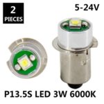 JESLED PR P13.5S 3W 247Lumen DC 5-24V 18 Volt CREE LED Upgrade Bulb Replacement For DEWALT Flashlight Torch Tooling Lantern Work Light Maglite LED Conversion Kit (2-Pack)